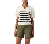 Kurzarmpullover LEVI'S "SUPER SOFT POLO SWEATER", Damen, Gr. M (38), isabella stripes tofu, anthrazit night, Strick, Obermaterial: 53% Baumwolle, 32% Polyester, 13% Polyamid, 2% Elasthan, normal hüftl
