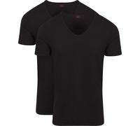 evi's T-Shirt V-Ausschnit Schwarz 2-Pack Schwarz L