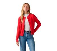 Strickjacke LEVI'S "TARA SUPER SOFT C", Damen, Gr. S (36), rot (true rot), Strick, Obermaterial: 53% Baumwolle, 32% Polyester, 13% Polyamid, 2% Elasthan, unifarben, normal normal, Rundhals, Bündchen,