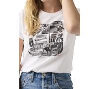 T-Shirt LEVI'S "LV T-Shirt THE PERFECT TEE NEUTRALS", Damen, Gr. XS (34), zine cowboy grid hellweiß, Jersey, Obermaterial: 100% Baumwolle, bedruckt, normal hüftlang, Rundhals, Shirts T-Shirt (56802618