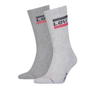 Levi's Unisex 2er Pack Sportsocken - Regular Cut SPRTWR, Logo, einfarbig Grau 43-46