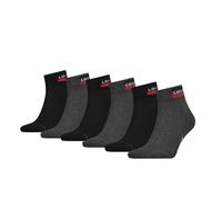 Levi's® Unisex 6er Pack Sportsocken - Mid Cut SPRTWR, Logo, ECOM, mehrfarbig, 39-42 Schwarz/ Grau