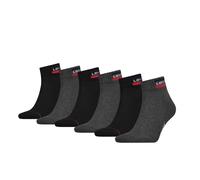 Levi's Unisex 6er Pack Sportsocken - Mid Cut SPRTWR, Logo, ECOM Schwarz/Grau 43-46