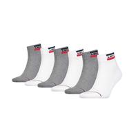 Levi's Unisex 6er Pack Sportsocken - Mid Cut SPRTWR, Logo, ECOM Weiß/Grau 43-46