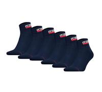 Levi's Unisex 6er Pack Sportsocken - Mid Cut SPRTWR, Logo, einfarbig 39-42 Blau