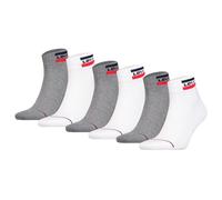 Levi's Unisex 6er Pack Sportsocken - Mid Cut SPRTWR, Logo, einfarbig Weiß/Grau 39-42