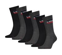 LEVIS Levi's Unisex 6er Pack Sportsocken - Regular Cut SPRTWR, Logo, einfarbig (TB_902012001-6P) 43-46 Schwarz/Grau