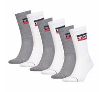 Levi's Unisex 6er Pack Sportsocken - Regular Cut SPRTWR, Logo, einfarbig 43-46 Grau