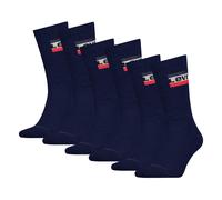 Levi's Unisex 6er Pack Sportsocken - Regular Cut SPRTWR, Logo, einfarbig Blau 43-46