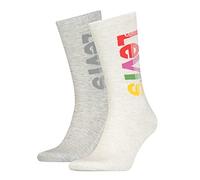 Levi's Unisex-Adult Diagonal Logo Regular Cut 2 Pack Classic Sock, White/Grey Melange, 39/42