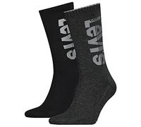 Levi's Unisex-Adult Diagonal Logo Regular Cut Socks, Dark Grey Melange/Black, 39/42