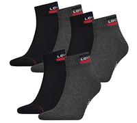 LEVIS Unisex-Adult Levi's Sportswear Logo Cut Multipack 6 Pack Casual Sock, mid Grey/Black, 39/42
