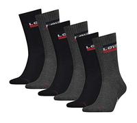 LEVIS Unisex-Adult Levi's Sportswear Logo Regular Cut Multipack 6 Pack Casual Sock, mid Grey/Black, 35/38