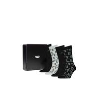 Levi's Unisex-Adult Logo All-Over Print Regular Cut Giftbox (4 Pack) Sock, Black/Grey, 43/46 (4er Pack)