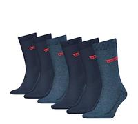Levi's® Herren Socken 6er Pack- Regular Cut Batwing, ECOM, Logo, einfarbig, blau, 39-42 Blau