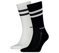 Socken LEVI'S "LEVIS REGULAR CUT SPORT STRIPE 2P", Damen, Gr. 39-42, schwarz-weiß (schwarz, weiß), Baumwollmischung, unifarben mit Farbeinsatz, normal, Socken, mit auffälligen Streifen (48718214-39) s
