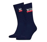 Socken LEVI'S "LEVIS REGULAR CUT SPRTWR LOGO 2P", Herren, Gr. 39-42, blau (marineblaus), Baumwollmischung, unifarben mit Farbeinsatz, bedruckt, normal, Socken, mit breitem Logobund (47303368-39) marin