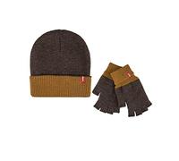 Levi's Warme Wintermütze für Herren, wendbar, mit fingerlosem Handschuh-Set, Hellbraun, Einheitsgröße