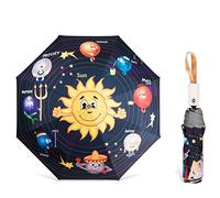 Levoberg Regenschirm Kinder Automatik, Taschenschirm Kinder Automatik mit reflektierender Streifen Wasserabweisende und Stabil 8-Rippe für Mädchen und Jungen