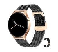 LEVOWATCH EDGY Damen AMOLED Always-On Smartwatch Edelstahl, robust und wasserdicht Silikonarmband + Edelstahlarmband, 140-210 mm, Rose Gold
