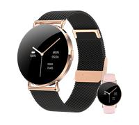 LEVOWATCH EVE Damen AMOLED Always-On, 7mm flach Smartwatch Metall-Rand Silikon + Edelstahlarmband Nylon, 210 mm, Rosa