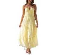 Leyajedol Damen Y2k figurbetontes langes Kleid mit Spaghettiträgern, tief geschnittenes Kleid, lässig, rückenfrei, fließend, Maxikleid, sexy Clubwear, X-Groß