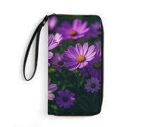 LFDSYEOQ Bee Flying Slim Wallet für Damen und Herren, Ledergeldbörse, Kreditkartenhalter, Clutch, Geldbörsen für Damen, erhältlich in verschiedenen Stilen, Blühende violette Blumen, 19.7x10.5cm,