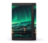 LFDSYEOQ Cooles Schlagzeug-Set, kleine Geldbörse für Damen und Herren, dreifach gefaltet, Kreditkartenhalter, Clutch-Geldbörsen für Damen, Dunkle Nordlichter, Einheitsgröße, Casual