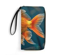 LFDSYEOQ Cooles Schlagzeug-Set, schmale Geldbörse für Damen und Herren, Ledergeldbörse, Kreditkartenhalter, Clutch, Geldbörsen für Damen, erhältlich in verschiedenen Stilen, Süße Goldfische,