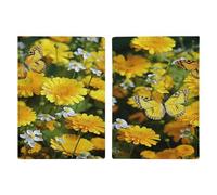 LFDSYEOQ Reisepasshülle aus Leder für Reisen, gelber Schmetterling und Blume, Reisedokumente, Organizer, Schutz mit Kreditkartenfächern, Gelber Schmetterling und gelbe Gänseblümchen, 20.3x13.8cm