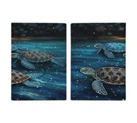 LFDSYEOQ Reisepasshülle aus Leder für Reisen, Schildkröte auf Karte, Reisedokumente, Organizer mit Kreditkartenfächern, Schildkröte schwimmen bei Nacht, 20.3x13.8cm, Klassisch