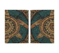 LFDSYEOQ Reisepasshülle aus Leder für Reisen, Schildkröte mit Pfirsichblumen, Reisedokumente, Organizer, Schutz mit Kreditkartenfächern, Schildkröten-Tribal-Muster, 20.3x13.8cm, Klassisch