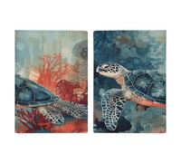 LFDSYEOQ Reisepasshülle aus Leder für Reisen, Schildkröten und Korallen, Reisedokumente, Organizer mit Kreditkartenfächern