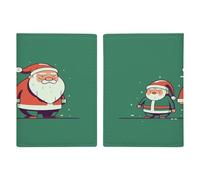 LFDSYEOQ Reisepasshülle aus Leder für Reisen, zwei Lebkuchen-Männer, Reisedokumente, Organizer mit Kreditkartenfächern, Zwei Weihnachtsmann-Cartoon, 20.3x13.8cm, Klassisch