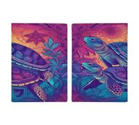 LFDSYEOQ Reisepasshülle aus Leder für Reisen, zwei Tiger zusammen, Reisedokumente, Organizer mit Kreditkartenfächern, Zwei Schildkröten, 20.3x13.8cm, Klassisch