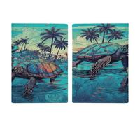 LFDSYEOQ Reisepasshülle aus Leder für Reisen, zwei Tiger zusammen, Reisedokumente, Organizer mit Kreditkartenfächern, Zwei Schildkröten im Meer, 20.3x13.8cm, Klassisch