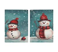 LFDSYEOQ Reisepasshülle aus Leder für Reisen, zwei Weihnachtsmann-Reisepasshülle, Reisedokumente, Organizer mit Kreditkartenfächern, Zwei Schneemänner mit roten Mützen, 20.3x13.8cm, Klassisch