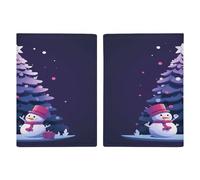 LFDSYEOQ Reisepasshülle aus Leder für Reisen, zwei Weihnachtsmann-Reisepasshülle, Reisedokumente, Organizer mit Kreditkartenfächern, Zwei Schneemänner und Schleife, 20.3x13.8cm, Klassisch