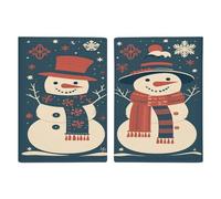 LFDSYEOQ Reisepasshülle aus Leder für Reisen, zwei Weihnachtsmann-Reisepasshülle, Reisedokumente, Organizer mit Kreditkartenfächern, Zwei Schneemänner, 20.3x13.8cm, Klassisch