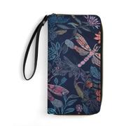 LFDSYEOQ Schlanke Geldbörse in Herzform für Damen und Herren, Ledergeldbörse, Kreditkartenhalter, Clutch, Geldbörse für Damen, erhältlich in verschiedenen Stilen, Außergewöhnliche lila Libelle,