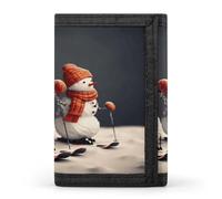 LFDSYEOQ Zwei Schneemänner mit roten Hüten, kleine Geldbörse für Damen, Herren, dreifach gefaltete Geldbörsen, Kreditkartenhalter, Clutch-Geldbörsen für Damen, Zwei Schneemänner, die zusammen