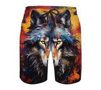 lFTEGUFKXS Tiger Wolf Kurze Hosen Herren Strandshorts Hawaii Shorts Herrenshorts Sommer Freizeitshorts (s12,XL)