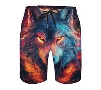 lFTEGUFKXS Tiger Wolf Kurze Hosen Herren Strandshorts Hawaii Shorts Herrenshorts Sommer Freizeitshorts (s2,XL)