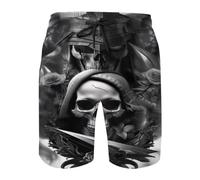 lFTEGUFKXS Totenkopf Herren Badeshorts Wolf Tiger Sommer Strandshorts Schädel Kordelzug Badehose (S2,6XL)