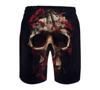 lFTEGUFKXS Totenkopf Herren Badeshorts Wolf Tiger Sommer Strandshorts Schädel Kordelzug Badehose (S3,6XL)