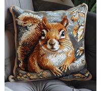 Lfynior Kreuzstichkissen Set Eichhörnchen Stickkissen zum Selbersticken 45X45cm Stickpackung Stickset Kreuzstich Kissen zum Basteln Stickkissen Stickpackung mit Vorgedruckt Kreuzstichmotiv
