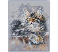 Lfynior Kreuzstickerei Set Katze 14CT Stickerei-Set 30cmX40cm DIY Vorgedruckt Stickbilder Handwerk Home Decor Starter-Set für Wandkunst-Heimdekoration