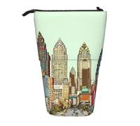 LHBWCVN Austin Texas Kosmetiktasche, Stehendes Federmäppchen, Teleskop-Bleistifttasche, tragbarer Stifthalter, niedliches Stand-up-Bleistiftetui für Damen und Herren, Reise-Münztasche, Geldbörse