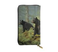 Lhbwcvn Black Bears Geldbörse für Damen und Herren, Clutch, RFID-blockierend, Leder, große Kapazität, Geldbörse, Kreditkartenhalter, Geldtasche mit Reißverschluss, Handyhalter, lange Reisegeldbörse,