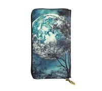 Lhbwcvn Blue Moon Geldbörse für Damen und Herren, Clutch, RFID-blockierend, Leder, große Kapazität, Geldbörse, Kreditkartenhalter, Geldtasche mit Reißverschluss, Handyhalter, lange Reisegeldbörse,